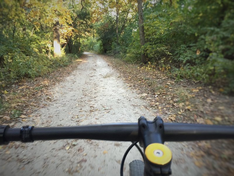 This crushed limestone trail is typical of all widetrack in the Palos trail system.