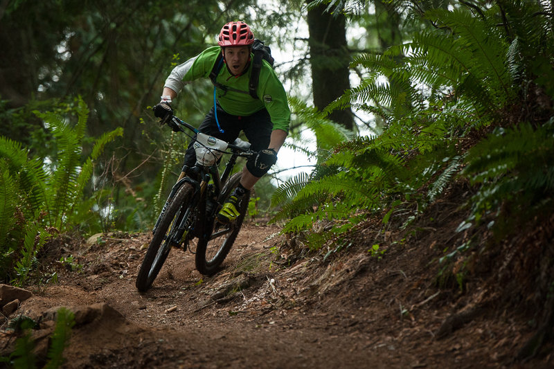 Jed Yesier feeling the speed on Double Diamond during the Enduro of Subdued Excitement.