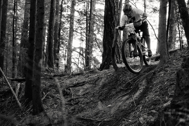 Gregg Eiswald rolls in on the Upper Ridge Trail connector.