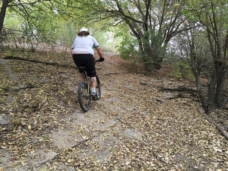 Steep climb up the lake dike...and these guys ride single speeds!