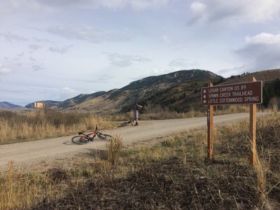 The turn to the dirt road off of the gravel connector.