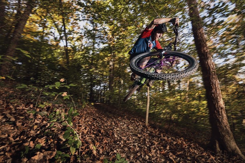 Getting some air off the rollers on the Paw Paw trail!