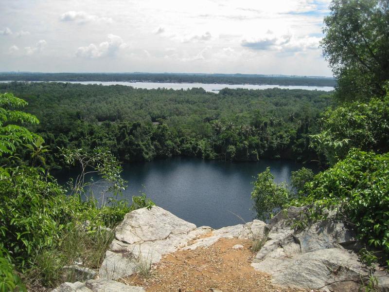 A great view of the quarry from the top of the observation area at the Ketam Mountain Biking Park.