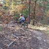 There she goes!  Notice the blue rectangle trail marker on the tree just behind and above my daughter.  Follow these markers to stay on the Earley Trail.