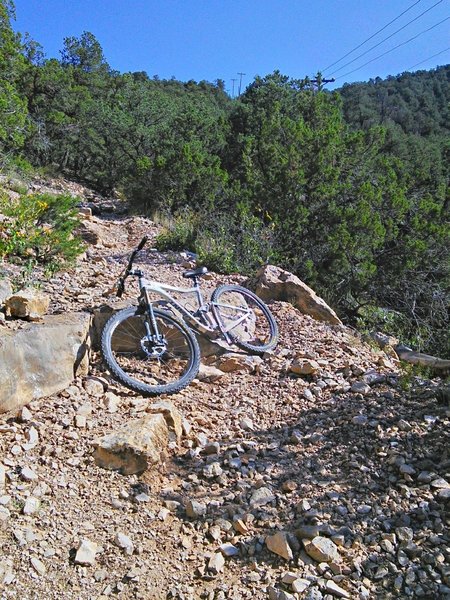 Steep section below the abandoned truck on Powerline.