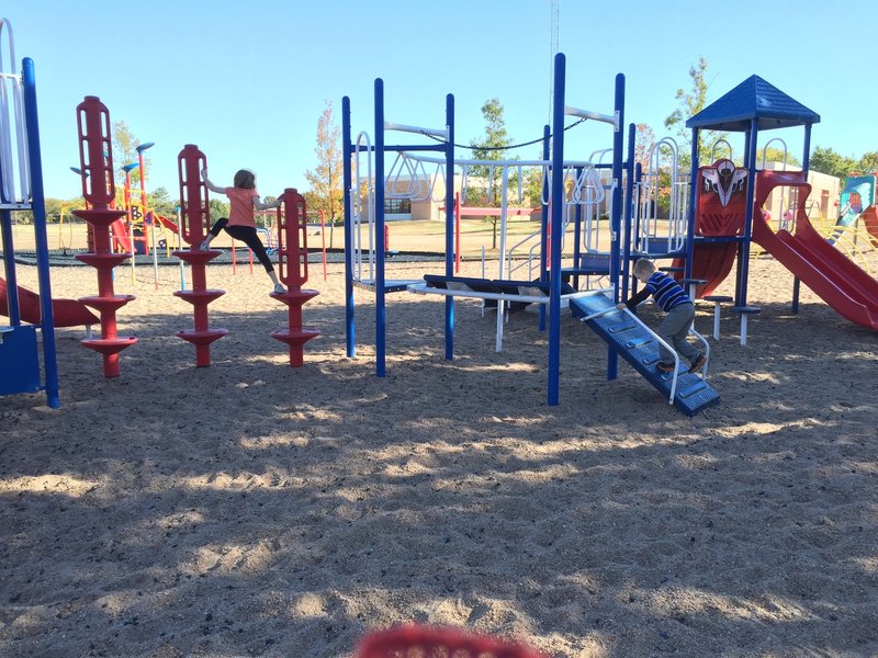 Yea yea, there's no bikes in this pic...but if you can talk your elementary school kids into riding to the playground, I call that a win!