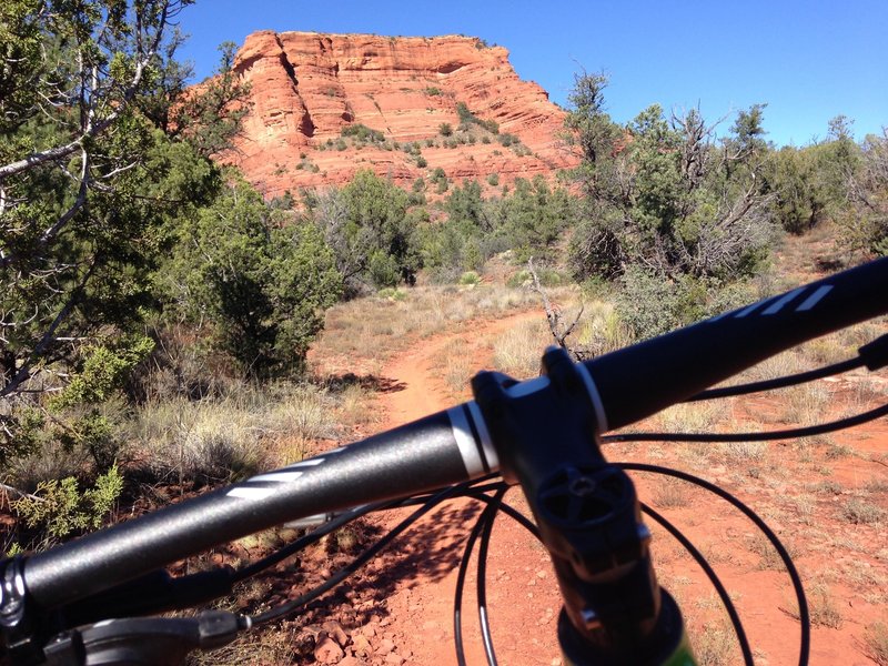 Handlebar perspective on the Cockscomb trail.