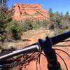 Handlebar perspective on the Cockscomb trail.