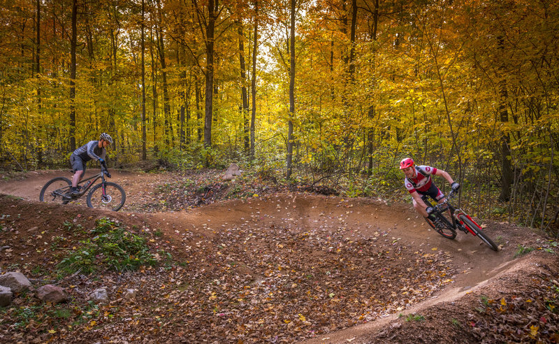 Zipping through the last two berms of Outbound.