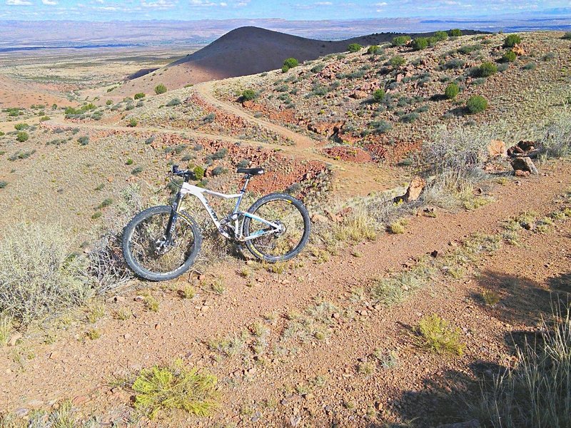 Central section showing old road and Rio Grande valley in background. This section of the Chupadera Crossing is non-technical but scenic and a good workout.