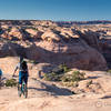 Heading north on Slickrock at sunset on another incredible evening in Moab.