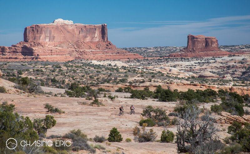 Wide open spaces in Moab with the Monitor and Merrimac in the distance.