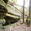 Descending rocky ledges into Difficulty Creek.