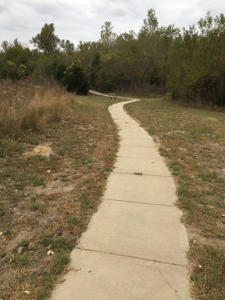 This bit of path goes from the parking lot to a bathroom and then on to the trails.