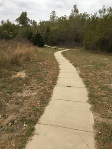 This bit of path goes from the parking lot to a bathroom and then on to the trails.