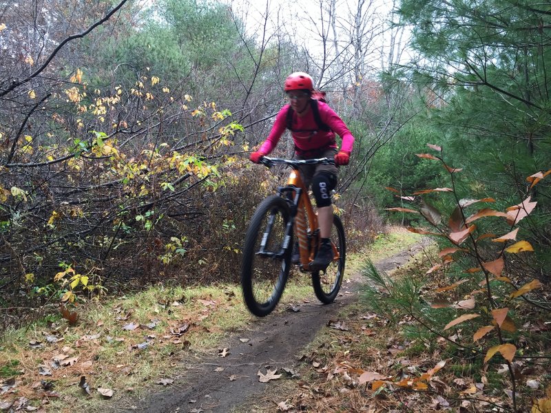 Getting a little air after a great ride on the Brook Trail.