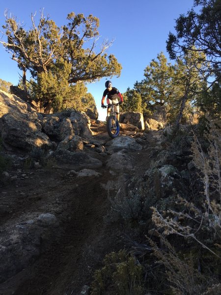 Descending Rattlesnake Rock on the G-Wiz trail.