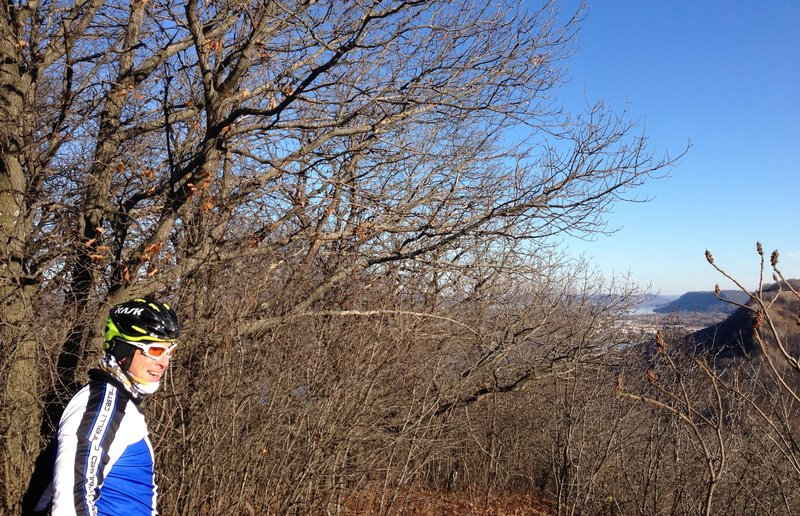 On top of the bluff, looking east over Winona.  Mississippi River is in the background.