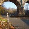 Enter on the multi-use paved path, which leads to Wissahickon trails.