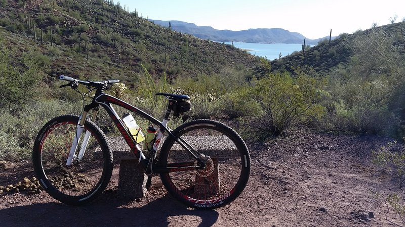 There are a few places to stop where you can overlook the lake along the Pipeline Trail.