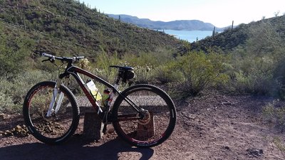 There are a few places to stop where you can overlook the lake along the Pipeline Trail.