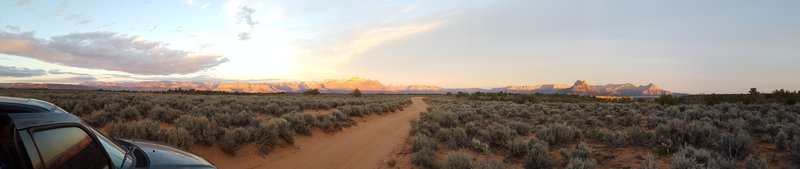 Panoramic view from the South Rim Trail at Sunset