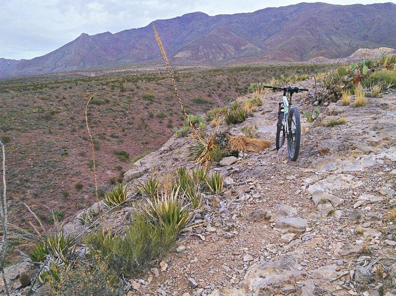 Trails skirts a cliff area.