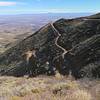 Looking down to switchbacks on Mundy's Gap East.