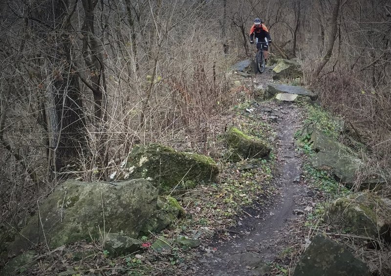 Negotiating one of the many rocky sections on XX Extension.