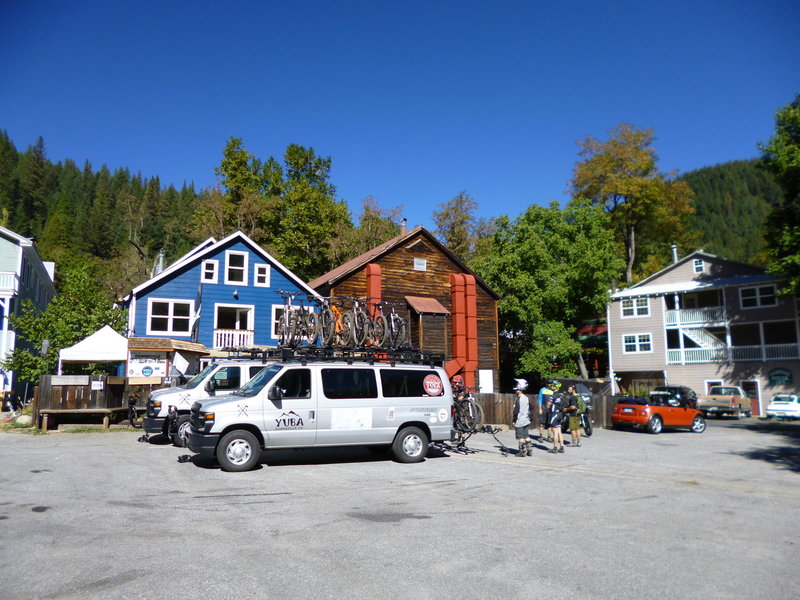 The fun North Yuba Loop starts here! If you want to shuttle, the cost is just $20 per person, bikes ride free.