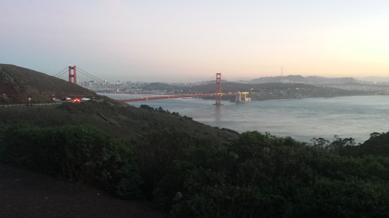 Golden Gate at dusk.