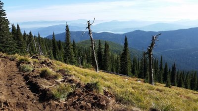 Trail under construction with awesome views.