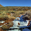 Snowy singletrack on Gould's loop.