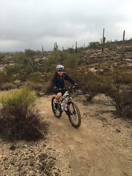 Typical gradual climb on smooth level trail.