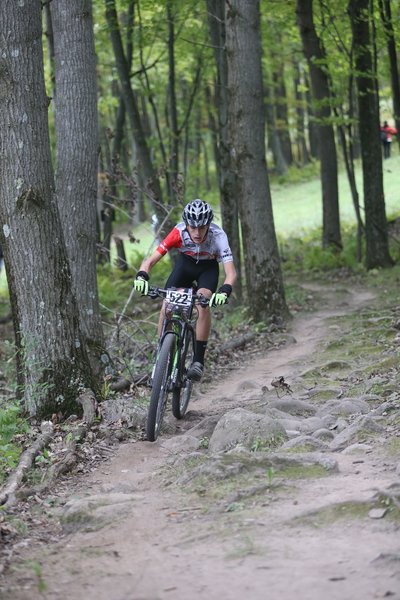 Racing up "Roots Rock"at Nordic Mountain.