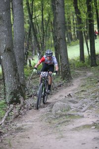 Racing up "Roots Rock"at Nordic Mountain.