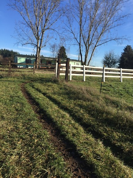 It looks like you are going into someone's backyard. In reality between those two white fences is the rest of Whipple Creek Way Trail and access to the Connector Trail that leads to Fairgrounds Park.