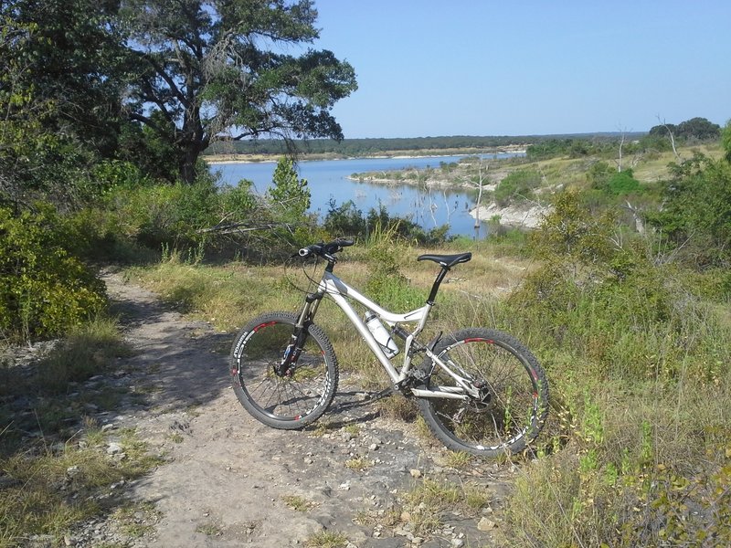 The 2006 SWorks along the Goodwater Loop with Lake Georgetown and the prehistoric
<br>
Native American shelter and burned midden in the background.