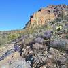 A bedrock section of trail and Picketpost Mountain