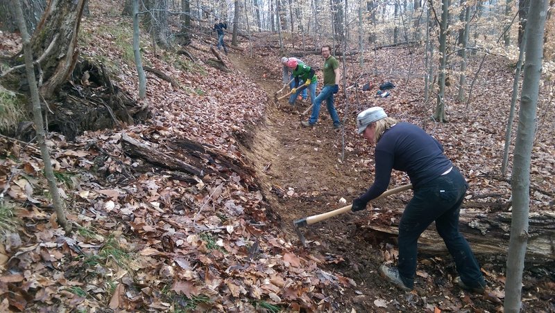 Trail Builders building singletrack trail.