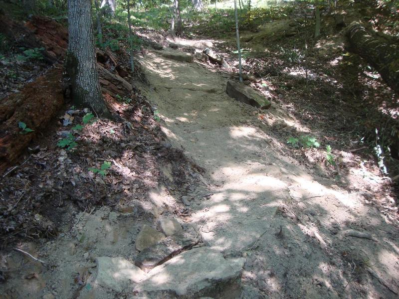 Rocks armor the ravine and challenge riders.