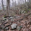 Note the rusty rock and the crevass above in center. That's an old scoop mine.