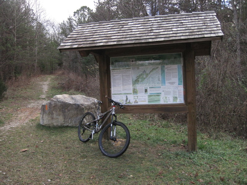 You'll emerge at this kiosk at the Pico (pie-ko) Road Trailhead.