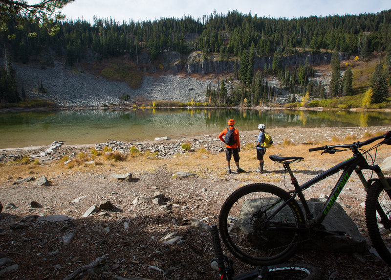 Boulder Lake is a scenic place to stop while riding the Boulder Lake Trail.