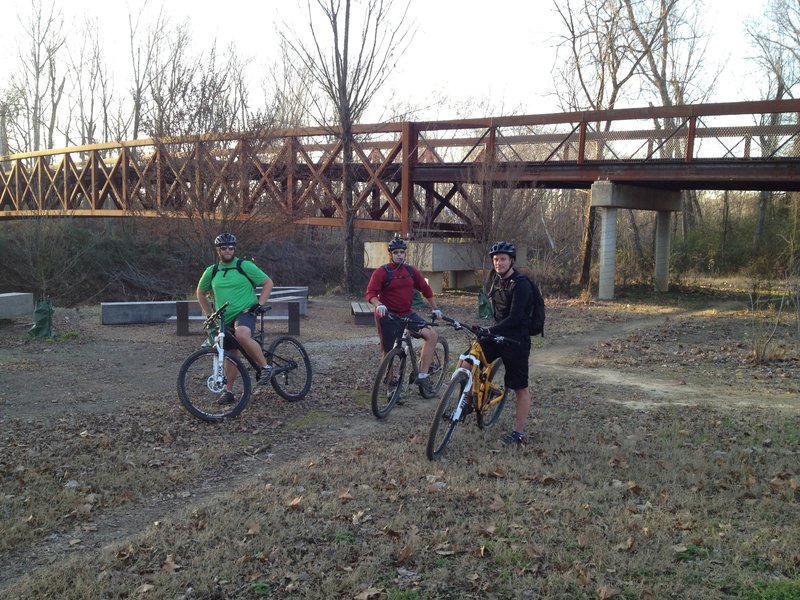 The bridge that accesses the trails from the Humphreys Parking Lot.