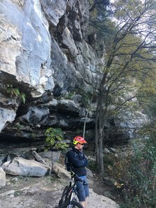 Near Beehive Wall on the Barton Creek Greenbelt. Oftentimes you'll ride by people climbing here.