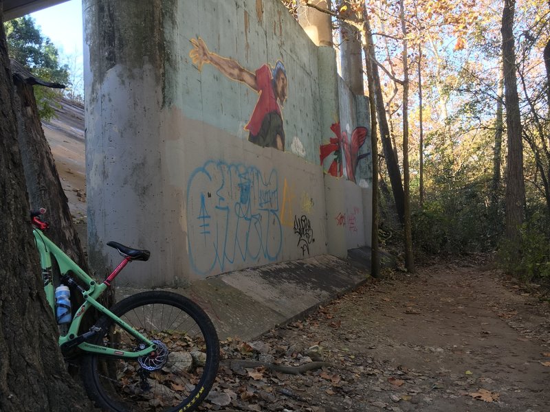 Under the 360 bridge. This used to be an awesome mural of a skateboarder and a hummingbird.