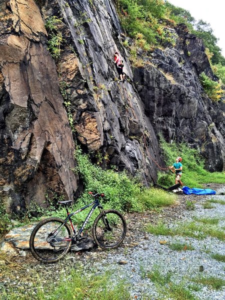 Rock climbers along the way.