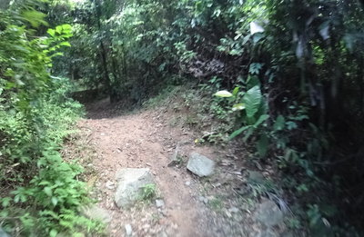 Just finishing a tough switchback climb and rock garden.