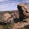 The RPR Loop flowing between 2 of many boulders